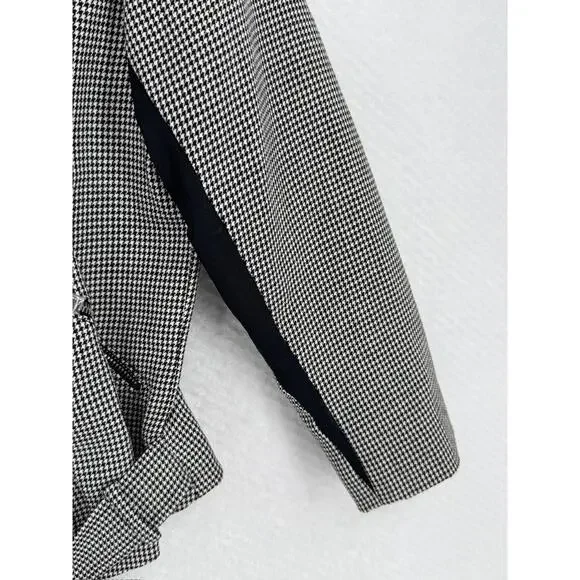 Christopher Kane Black White Houndstooth Wool Collared Moto Jacket Sz 8 NEW - Picture 4 of 8